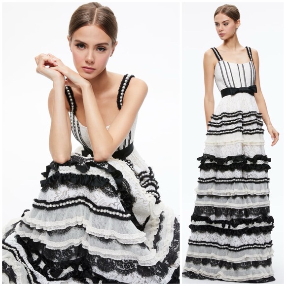 ALICE + OLIVIA DENITA BUSTIER RUFFLE GOWN - Picture 4 of 17